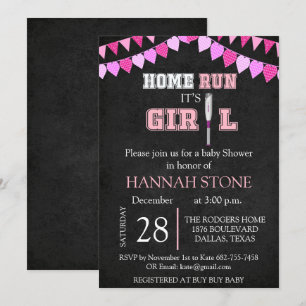 Zuhause Run it's a Girl Baby Shower Einladung