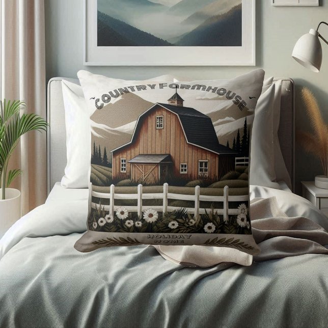 Zuhause Rustikales Landhaus Minimalistisch Kissen (Holiday Home Rustic Country Farmhouse Minimalist Throw Pillow)
