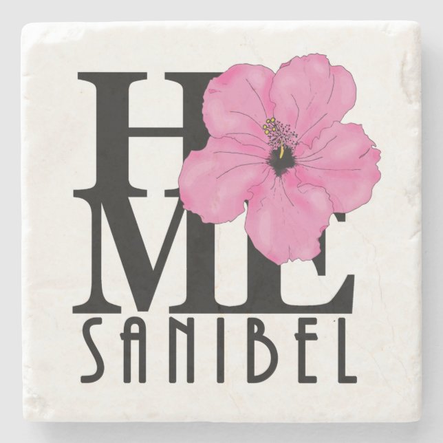 ZUHAUSE Sanibel Pink Steinuntersetzer (Vorderseite)