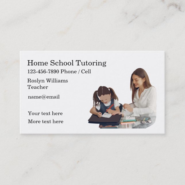 Zuhause School Tutoring Teacher Visitenkarte (Vorderseite)