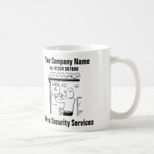 Zuhause Security Services Cartoon Kaffeetasse