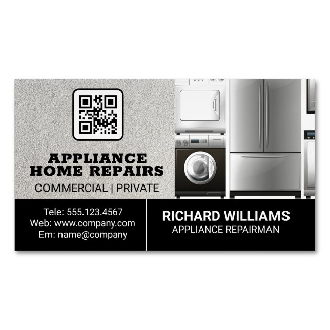 Zuhause-Services für die Gerätereparatur | QR-Code Magnetische Visitenkarte (Vorderseite)