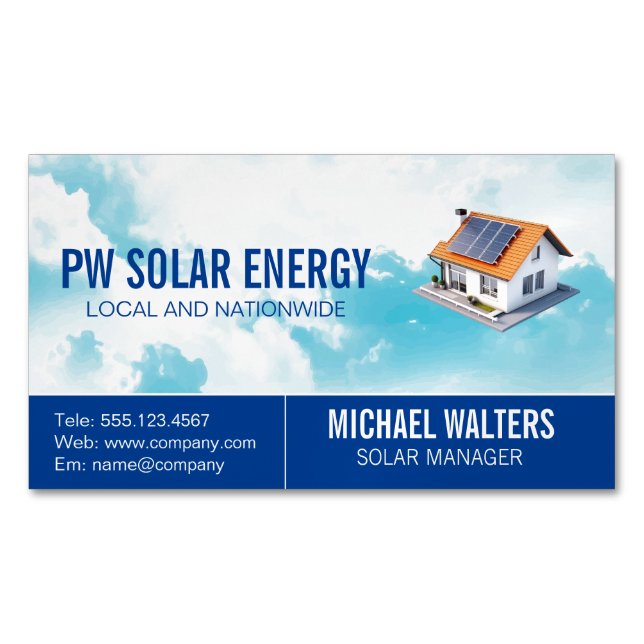 Zuhause Solar | Power für saubere Energie Magnetische Visitenkarte (Vorderseite)
