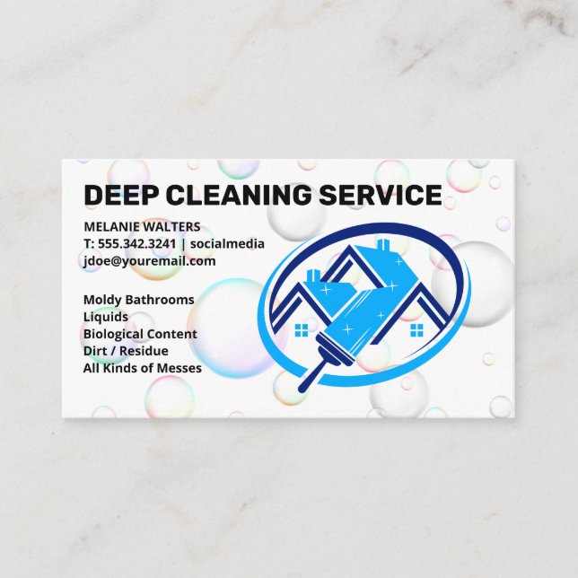 Zuhause Squeegee Clean Logo | Seifenblasen Visitenkarte (Vorderseite)
