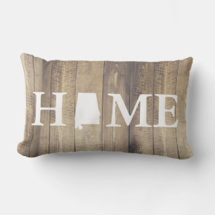 Zuhause Staat Alabama Rustic Wood Family Name Lendenkissen