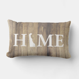 Zuhause Staat Delaware Rustic Woods Family Name Lendenkissen
