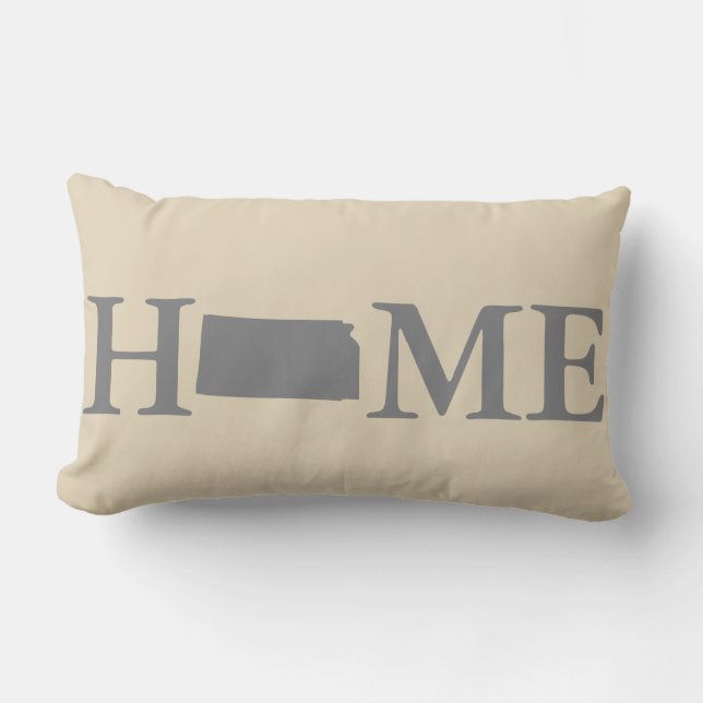 Zuhause Staat Kansas Gray & Cream Lendenkissen (Vorderseite)