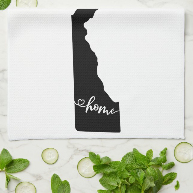 Zuhause Staat Kontur Heart Delaware Geschirrtuch (Gefaltet)