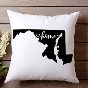 Zuhause Staat Kontur Heart Maryland Kissen