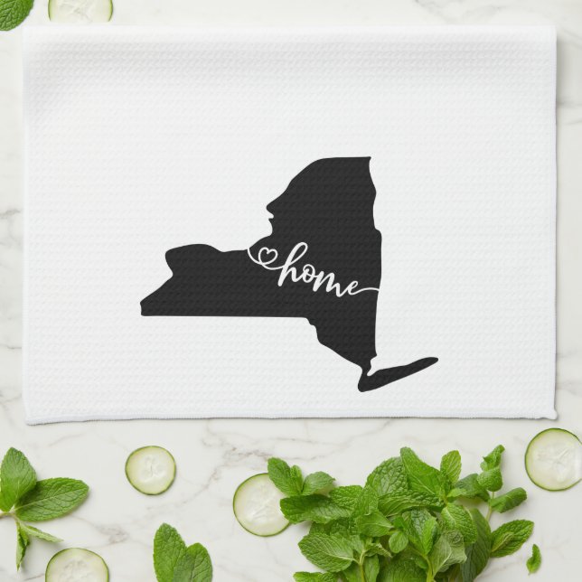 Zuhause Staat Kontur Heart New York Geschirrtuch (Gefaltet)
