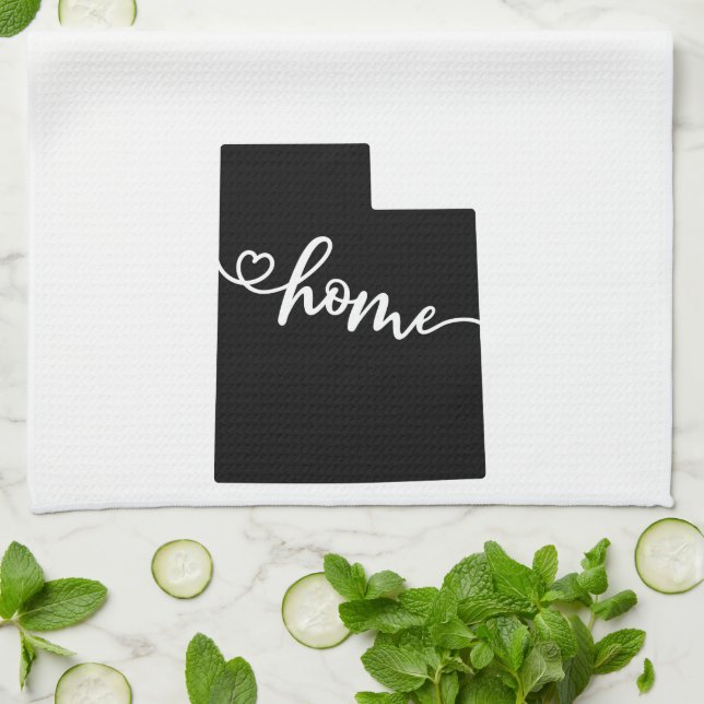 Zuhause Staat Kontur Heart Utah Geschirrtuch (Gefaltet)