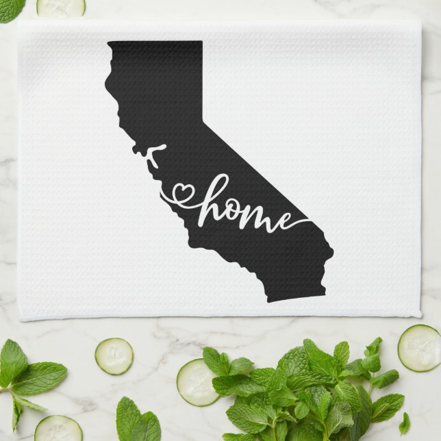 Zuhause Staat Kontur Herz California Küchentuch (Gefaltet)
