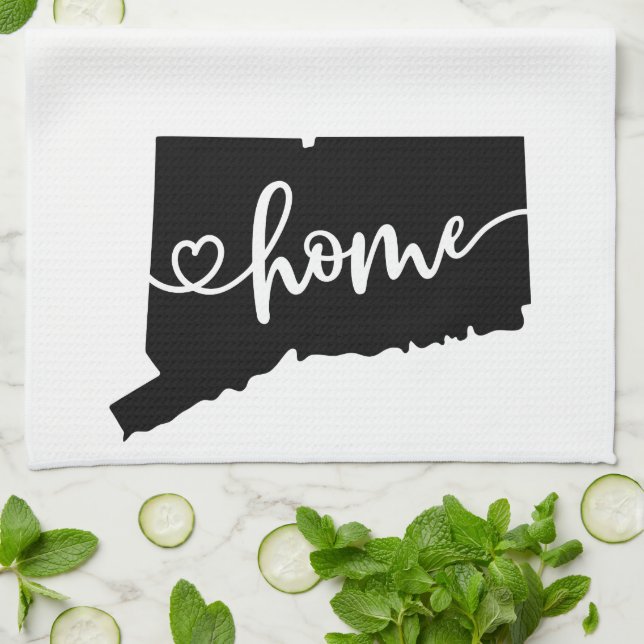 Zuhause Staat Kontur Herz Connecticut Küchentuch (Gefaltet)