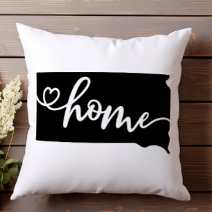 Zuhause Staat Kontur Herz Süd Dakota Kissen