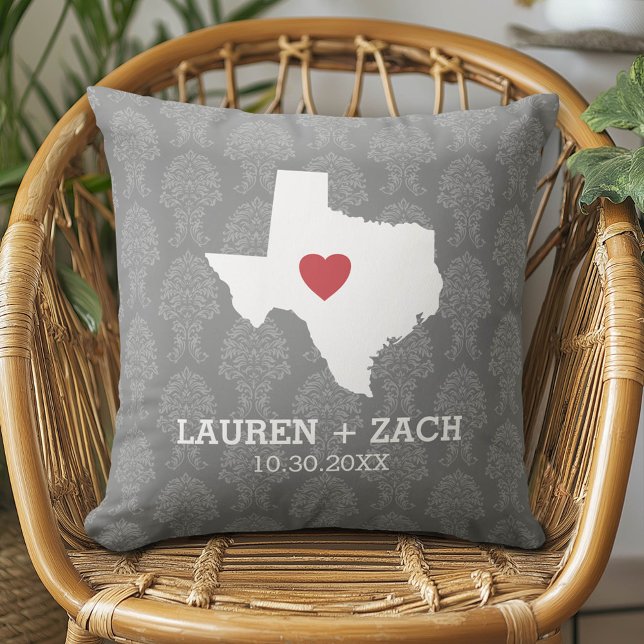 Zuhause Staat Map Art - Custom Wedding Texas Kissen (Custom Pillow)
