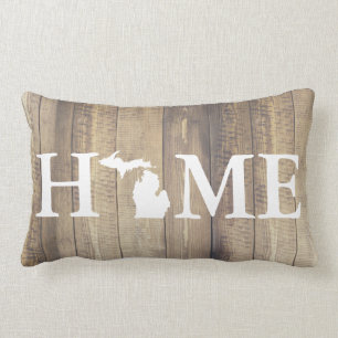 Zuhause Staat Michigan Rustic Wood Family Lendenkissen
