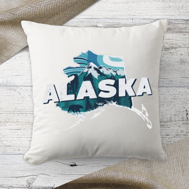 Zuhause Staat Retro Color Alaska Kissen (Von Creator hochgeladen)