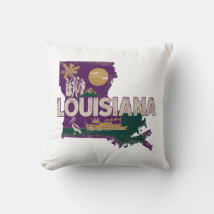 Zuhause Staat Retro Color Louisiana Kissen