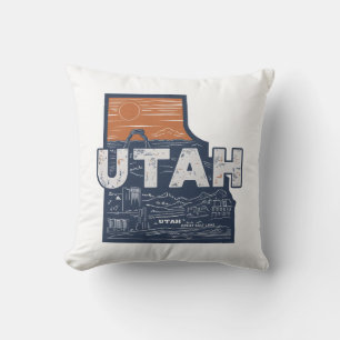 Zuhause Staat Utah Retro Farbstrebenkissen Kissen