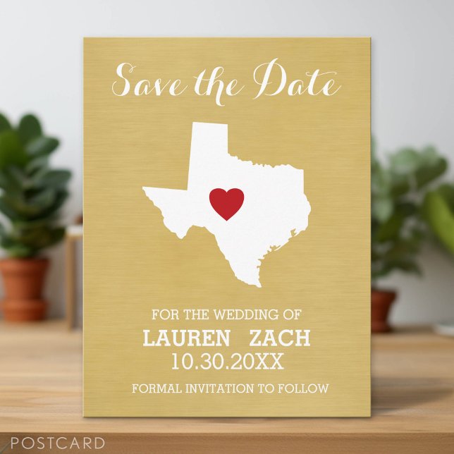 Zuhause Staat Wedding Save the Date Texas Map Ankündigungspostkarte (Save the Date Postcard)