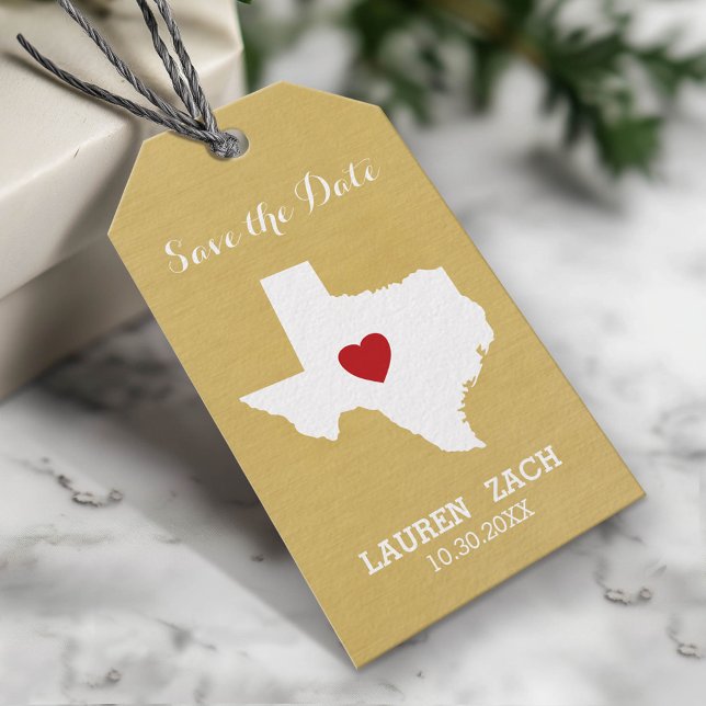 Zuhause Staat Wedding speichern das Datum Texas Geschenkanhänger (Custom Gift Tag)