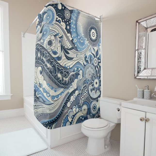 Zuhause Studio Indigo Bloom Duschvorhang (Beispiel)