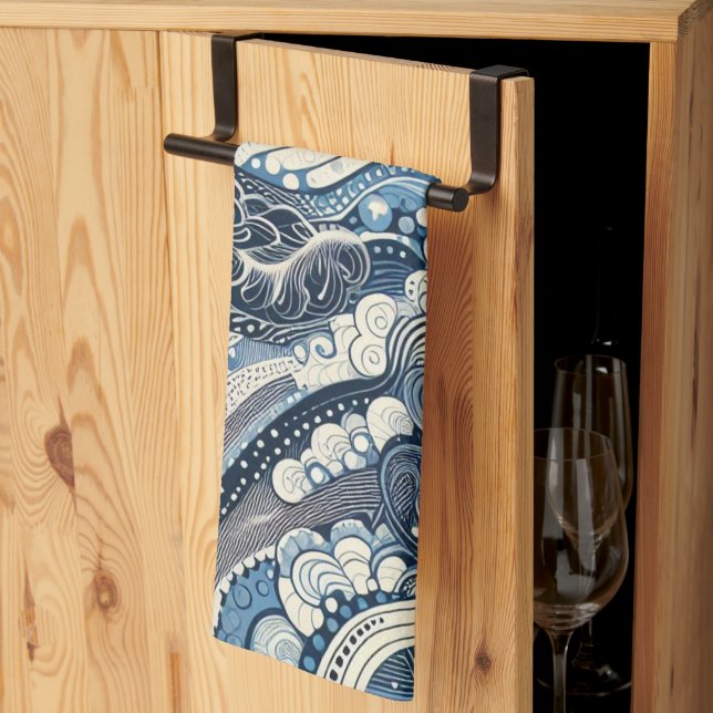 Zuhause Studio Indigo Bloom Geschirrtuch (Drittel gefaltet)