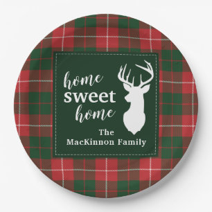 Zuhause Süße Familie Weihnachten Tartan MacKinnon Pappteller