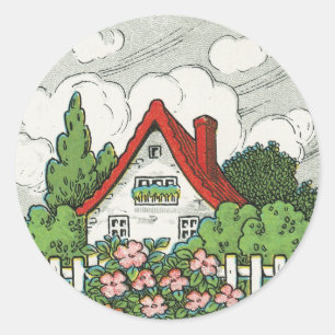 Zuhause-süße Zuhause-Hütte Runder Aufkleber