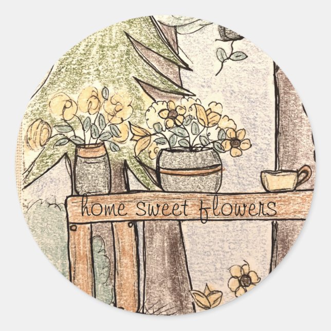 Zuhause Süßes Blume Runder Aufkleber (Vorderseite)