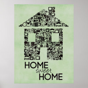 Zuhause-süßes Zuhause-Wand-Kunst-Leinwand-Plakat Poster