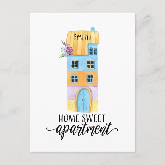 Zuhause Sweet Apartment Moving Postcard Einladungspostkarte (Vorderseite)