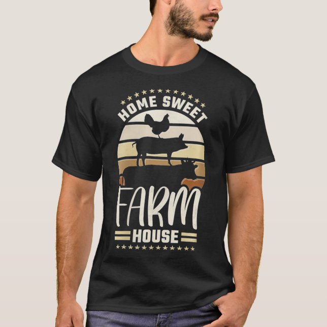 Zuhause Sweet Farm House, Farm Animal VNeck T-Shirt (Vorderseite)