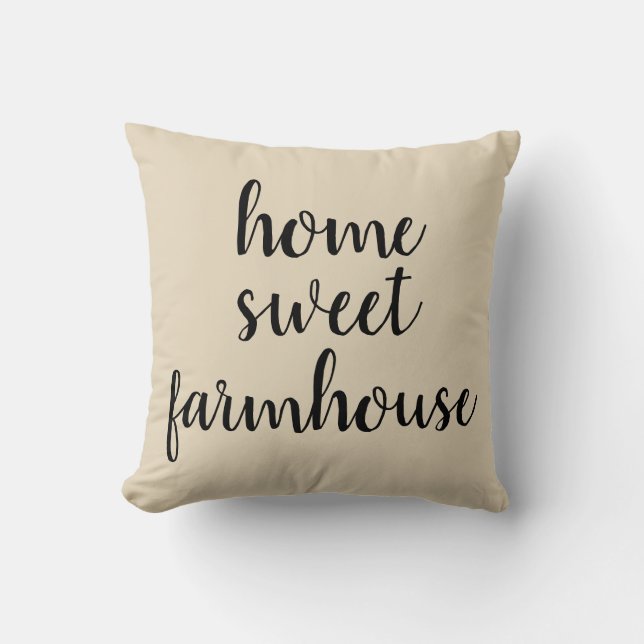 Zuhause Sweet Farmhouse Beige Kissen Kissen (Vorderseite)