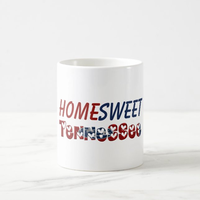 Zuhause Sweet Tennessee State Flag Typografie Herz Kaffeetasse (Mittel)