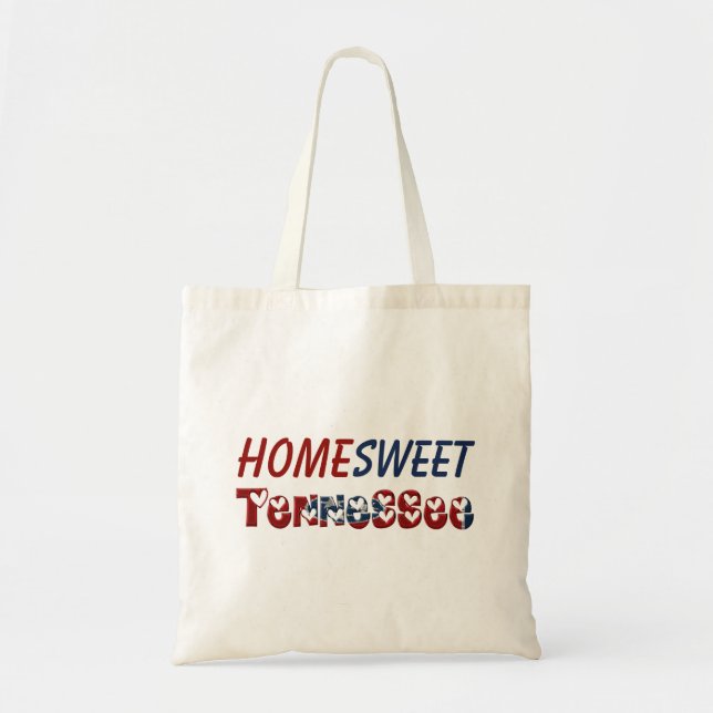 Zuhause Sweet Tennessee State Flag Typografie Herz Tragetasche (Vorne)