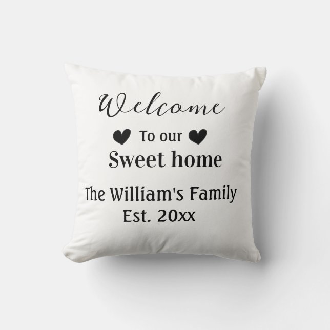 Zuhause sweet welcome add family name year d kissen (Vorderseite)