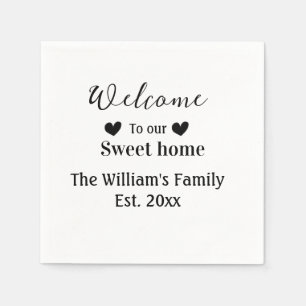 Zuhause sweet welcome add family name year d serviette