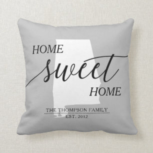 Zuhause Sweet Zuhause AL Staat Familienname Throw  Kissen