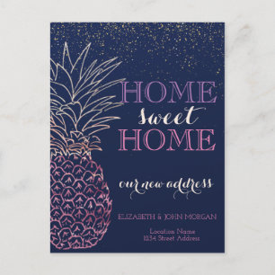 Zuhause Sweet Zuhause, Ananas, Confetti neue Adres Ankündigungspostkarte