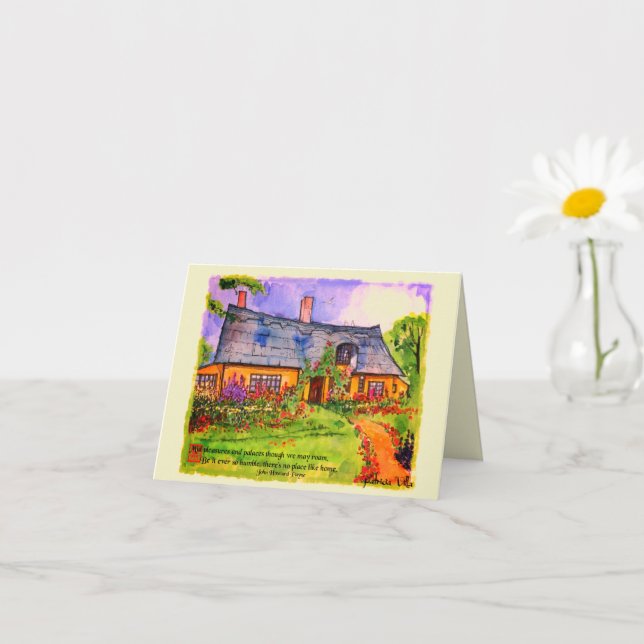 Zuhause Sweet Zuhause Aquarell-Mitteilungskarten Karte (Kleines Gewächs)