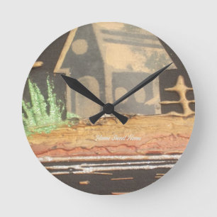 Zuhause Sweet Zuhause Art Print Runde Wanduhr