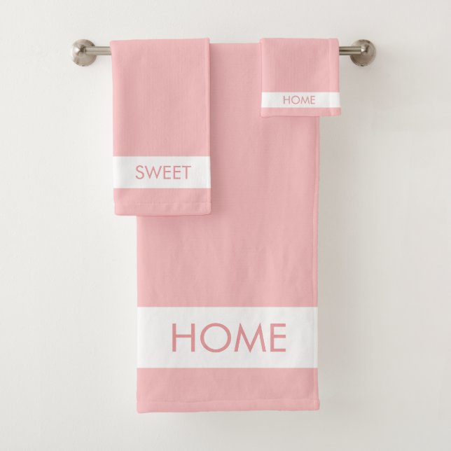 Zuhause Sweet Zuhause auf Pink Bath Handtuch Set (Insitu)