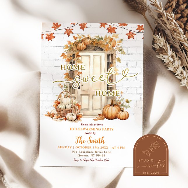 Zuhause Sweet Zuhause Autumn Leaves Housewarming Einladung (Von Creator hochgeladen)