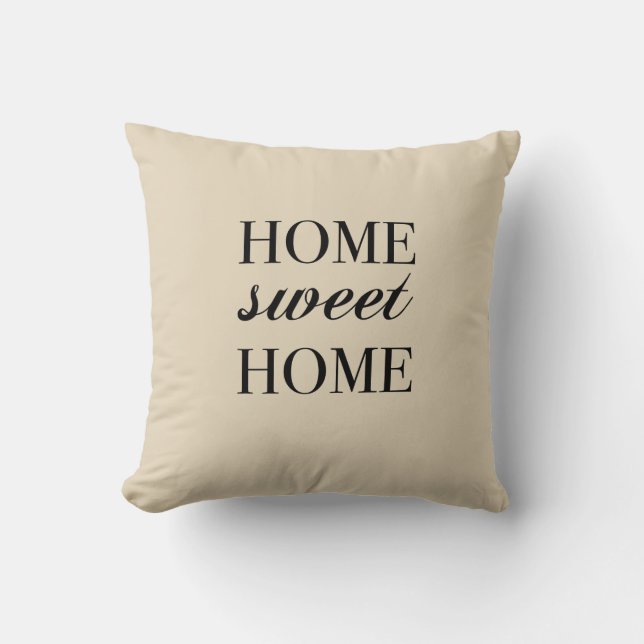 Zuhause Sweet Zuhause Beige Farmhouse Kissen (Vorderseite)