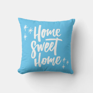 Zuhause Sweet Zuhause Blue mit weißer Schrift Kissen