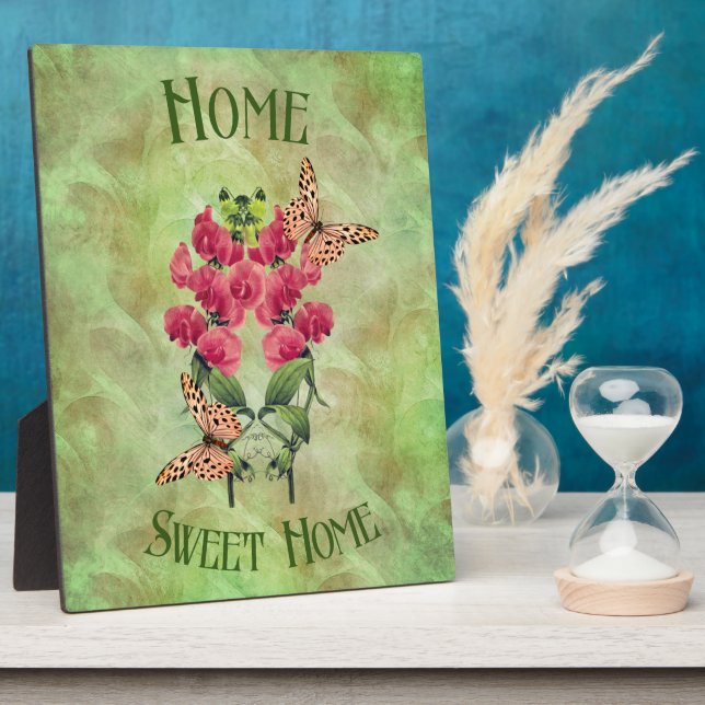Zuhause Sweet Zuhause Blume und Schmetterlinge Fotoplatte (Seite)