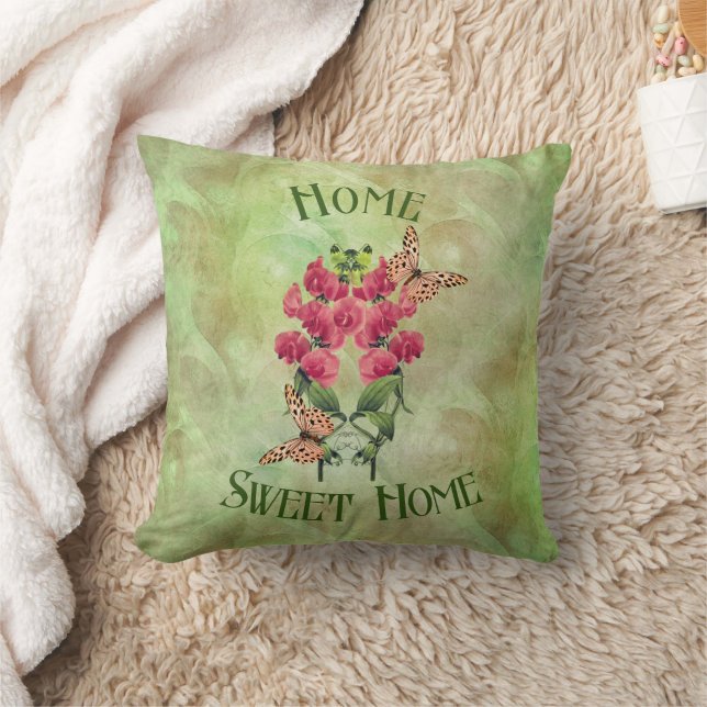 Zuhause Sweet Zuhause Blume und Schmetterlinge Kissen (Decke)