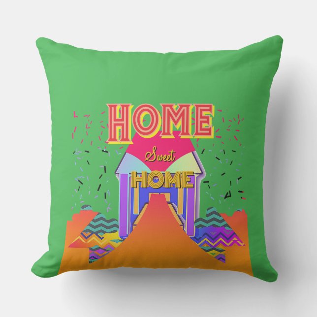 Zuhause Sweet Zuhause Bright Green Kissen (Vorderseite)