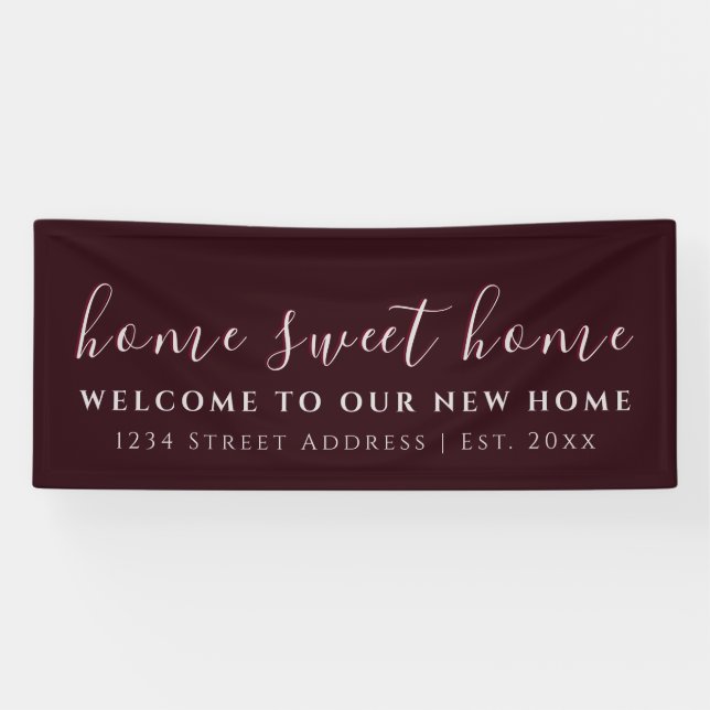 Zuhause Sweet Zuhause | Burgund | Party für die Ha Banner (Horizontal)
